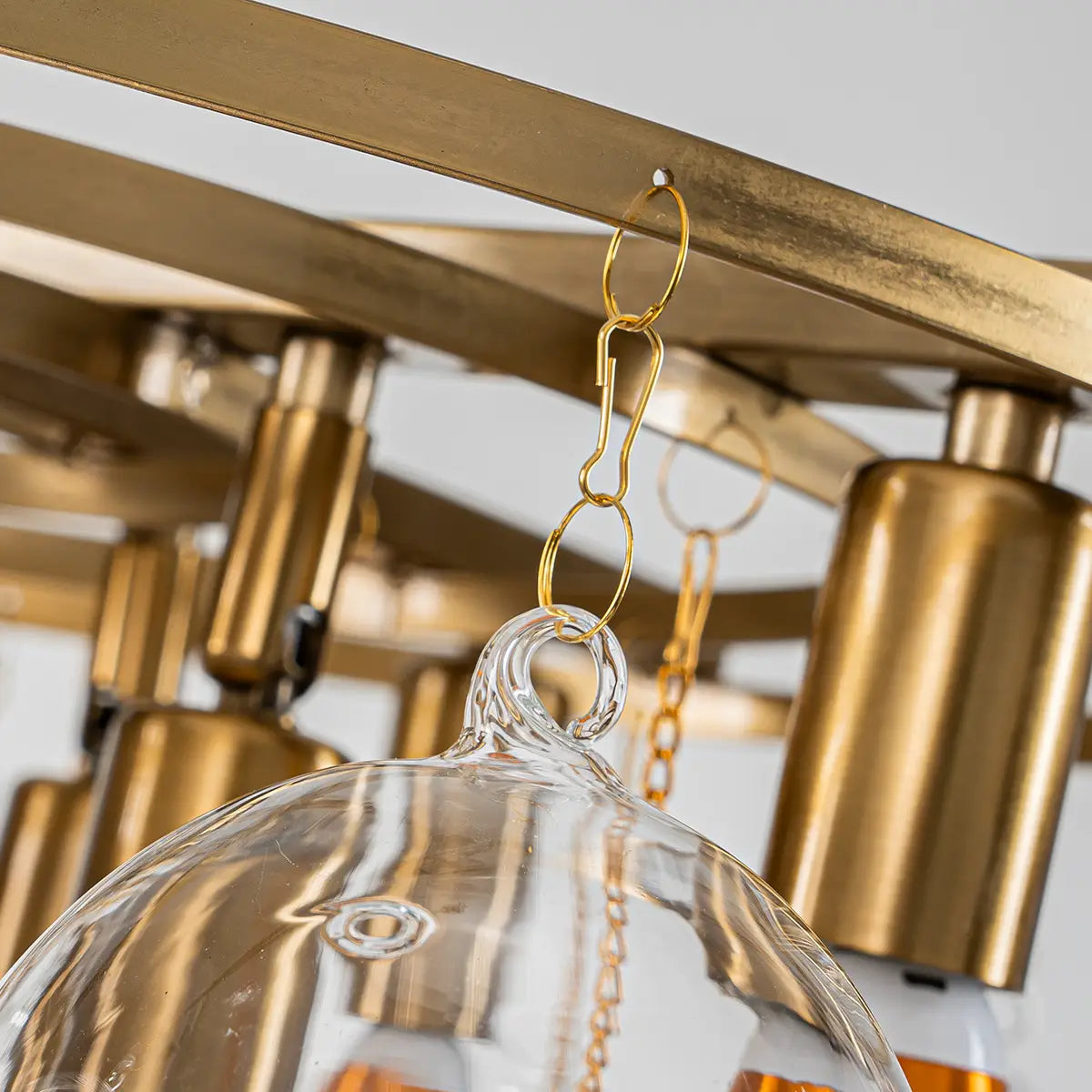 Modern Cloud Bubble Chandelier Talia Hand-Blown Clear Glass Globe Cluster Pendant Light with Metal Frame