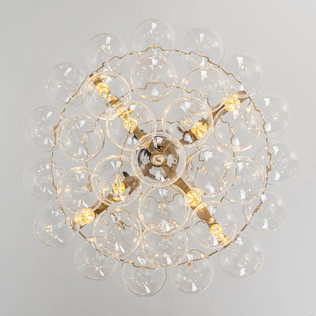 Modern Cloud Bubble Chandelier Talia Hand-Blown Clear Glass Globe Cluster Pendant Light with Metal Frame