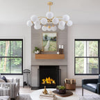 Gold Sputnik Glass Globe Chandelier Modern Bubble Pendant Light Fixture Contemporary Hanging Lamp For Dining Living