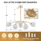 Gold Sputnik Glass Globe Chandelier Modern Bubble Pendant Light Fixture Contemporary Hanging Lamp For Dining Living