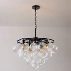 Modern Talia Cloud Bubble Chandelier Hand-Blown Clear Ribbed Glass Globe Cluster Pendant Light