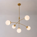 Funky 5-Light Glass Globe Chandelier Mid-Century Modern Sputnik Bubble Ceiling Light Fixture