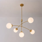 Funky 5-Light Glass Globe Chandelier Mid-Century Modern Sputnik Bubble Ceiling Light Fixture