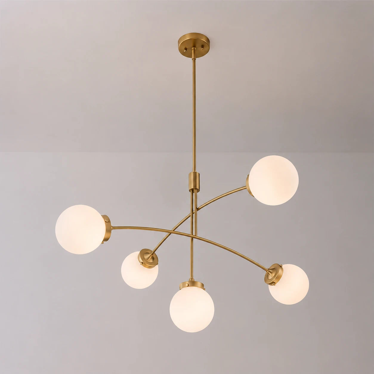 Funky 5-Light Glass Globe Chandelier Mid-Century Modern Sputnik Bubble Ceiling Light Fixture