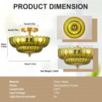 Green Glass Scalloped Flush Mount Ceiling Light 3-Light Modern Light Fixture Low Ceiling
