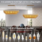 Tronchi Large 12-Light Amber Gold Rectangular Chandelier Tatayosi Tiered Smoke Blown Glass Pendant Light For Kitchen Island