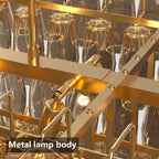 Tronchi Large 12-Light Amber Gold Rectangular Chandelier Tatayosi Tiered Smoke Blown Glass Pendant Light For Kitchen Island