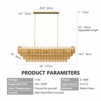 Tronchi Large 12-Light Amber Gold Rectangular Chandelier Tatayosi Tiered Smoke Blown Glass Pendant Light For Kitchen Island