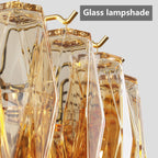 Tronchi Large 12-Light Amber Gold Rectangular Chandelier Tatayosi Tiered Smoke Blown Glass Pendant Light For Kitchen Island