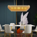 Tronchi Large 12-Light Amber Gold Rectangular Chandelier Tatayosi Tiered Smoke Blown Glass Pendant Light For Kitchen Island