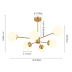 Modern Milky White Glass Bubble Chandelier Opal Glass Globe Sputnik Pendant Light with Glod Metal Frame