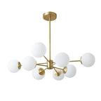 Modern Milky White Glass Bubble Chandelier Opal Glass Globe Sputnik Pendant Light with Glod Metal Frame