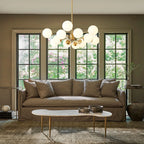 Modern Milky White Glass Bubble Chandelier Opal Glass Globe Sputnik Pendant Light with Glod Metal Frame