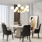 Modern Milky White Glass Bubble Chandelier Opal Glass Globe Sputnik Pendant Light with Glod Metal Frame