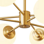 Modern Milky White Glass Bubble Chandelier Opal Glass Globe Sputnik Pendant Light with Glod Metal Frame