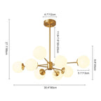 Modern Milky White Glass Bubble Chandelier Opal Glass Globe Sputnik Pendant Light with Glod Metal Frame