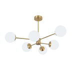 Modern Milky White Glass Bubble Chandelier Opal Glass Globe Sputnik Pendant Light with Glod Metal Frame