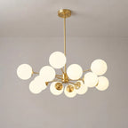 Modern Milky White Glass Bubble Chandelier Opal Glass Globe Sputnik Pendant Light with Glod Metal Frame