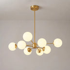 Modern Milky White Glass Bubble Chandelier Opal Glass Globe Sputnik Pendant Light with Glod Metal Frame
