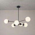 Modern Milky White Glass Bubble Chandelier Opal Glass Globe Sputnik Pendant Light with Black Metal Frame
