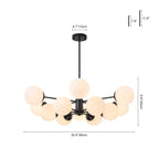 Modern Milky White Glass Bubble Chandelier Opal Glass Globe Sputnik Pendant Light with Black Metal Frame