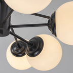 Modern Milky White Glass Bubble Chandelier Opal Glass Globe Sputnik Pendant Light with Black Metal Frame