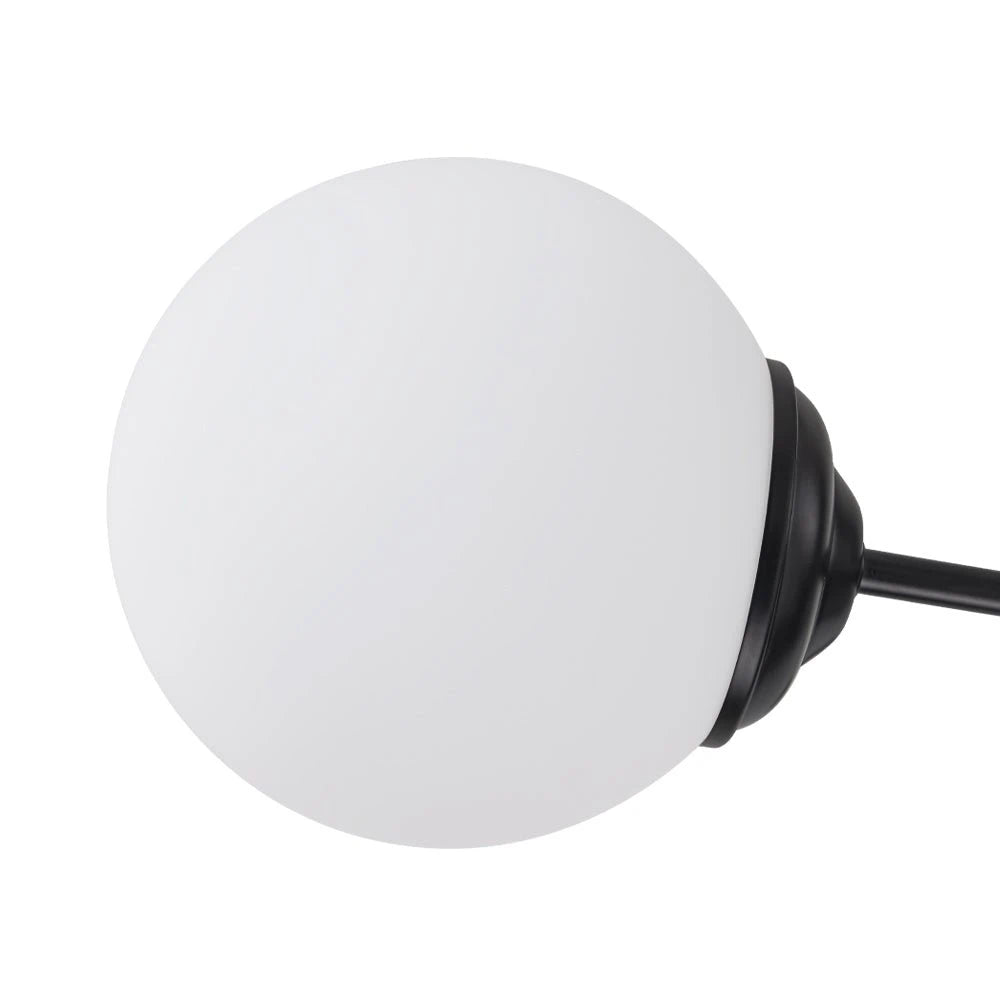 Modern Milky White Glass Bubble Chandelier Opal Glass Globe Sputnik Pendant Light with Black Metal Frame