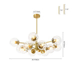 12-Light Ribbed Glass Glob Sputnik Chandelier Glold Ransparent Glass Bubble Pendant Light For for Dining Living