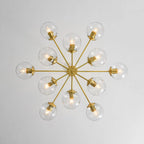 12-Light Ribbed Glass Glob Sputnik Chandelier Glold Ransparent Glass Bubble Pendant Light For for Dining Living