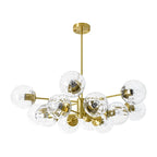 12-Light Ribbed Glass Glob Sputnik Chandelier Glold Ransparent Glass Bubble Pendant Light For for Dining Living