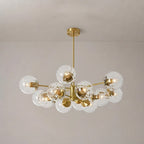 12-Light Ribbed Glass Glob Sputnik Chandelier Glold Ransparent Glass Bubble Pendant Light For for Dining Living
