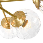 12-Light Ribbed Glass Glob Sputnik Chandelier Glold Ransparent Glass Bubble Pendant Light For for Dining Living