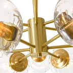 12-Light Ribbed Glass Glob Sputnik Chandelier Glold Ransparent Glass Bubble Pendant Light For for Dining Living