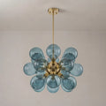 Modern Blue Glass Bubble Chandelier 18-Light Cluster Glass Ball  Chandelier with Gold Metal Frame