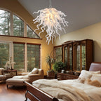 Modern Hand Blown White Glass Chandelier Artistic Sculptural Pendant Light for Luxury Interiors