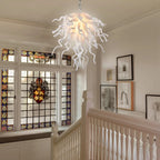 Modern Hand Blown White Glass Chandelier Artistic Sculptural Pendant Light for Luxury Interiors