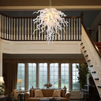 Modern Hand Blown White Glass Chandelier Artistic Sculptural Pendant Light for Luxury Interiors