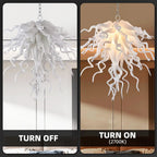 Modern Hand Blown White Glass Chandelier Artistic Sculptural Pendant Light for Luxury Interiors