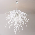 Modern Hand Blown White Glass Chandelier Artistic Sculptural Pendant Light for Luxury Interiors