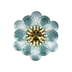 Modern Gradual Blue Glass Bubble Chandelier 18-Light Cluster Glass Ball Pendant Light with Gold Metal Frame