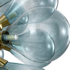 Modern Gradual Blue Glass Bubble Chandelier 18-Light Cluster Glass Ball Pendant Light with Gold Metal Frame