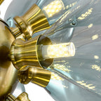 Modern Gradual Blue Glass Bubble Chandelier 18-Light Cluster Glass Ball Pendant Light with Gold Metal Frame