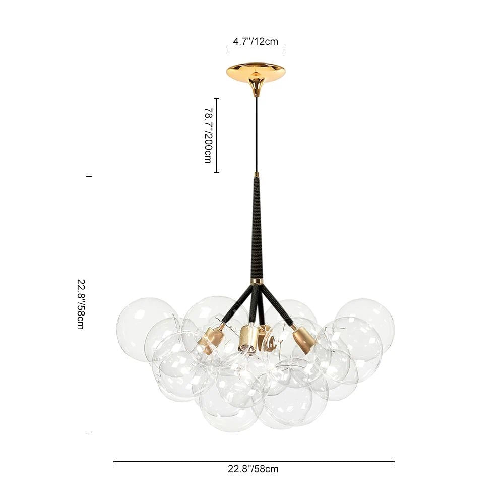 Modern Cluster transparent Glass Ball Chandelier Minimalist Clear Bubble Pendant Light For Bedrooms Living