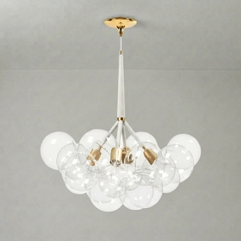 Modern Cluster transparent Glass Ball Chandelier Minimalist Clear Bubble Pendant Light For Bedrooms Living