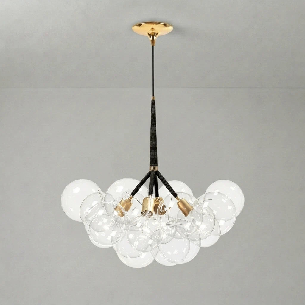 Modern Cluster transparent Glass Ball Chandelier Minimalist Clear Bubble Pendant Light For Bedrooms Living