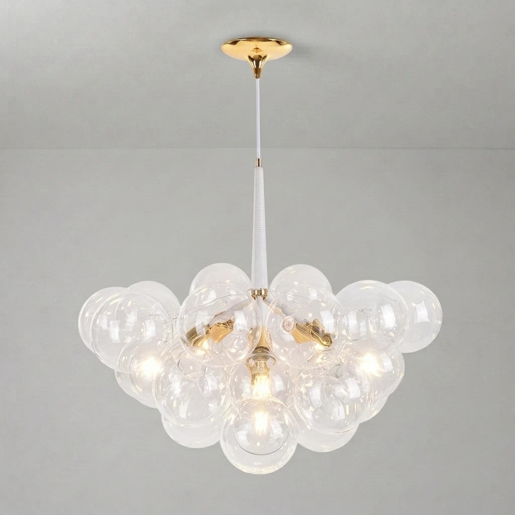 Modern Cluster transparent Glass Ball Chandelier Minimalist Clear Bubble Pendant Light For Bedrooms Living