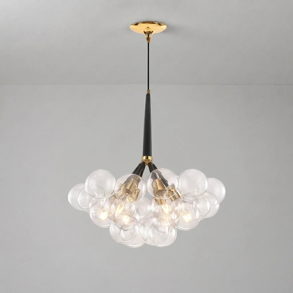 Modern Cluster transparent Glass Ball Chandelier Minimalist Clear Bubble Pendant Light For Bedrooms Living