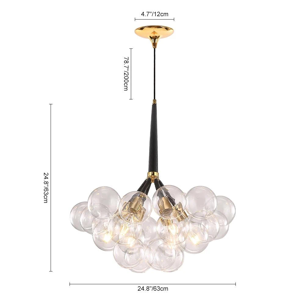Modern Cluster transparent Glass Ball Chandelier Minimalist Clear Bubble Pendant Light For Bedrooms Living