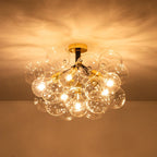 Modern Cluster Clear Glass Bubble Ceiling Light Fixture Talia Semi Flush Glass Ball Chandelier For Low Ceiling