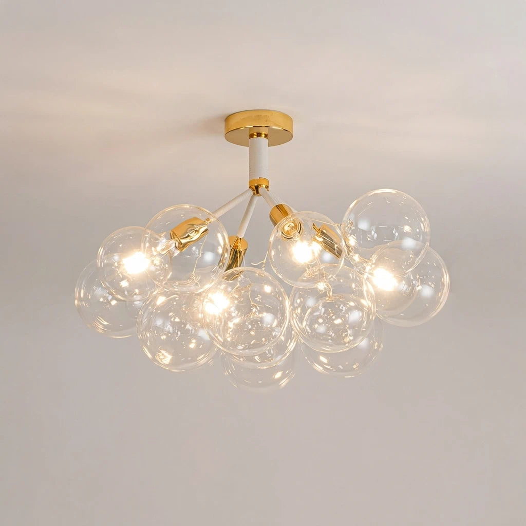 Modern Cluster Clear Glass Bubble Ceiling Light Fixture Talia Semi Flush Glass Ball Chandelier For Low Ceiling